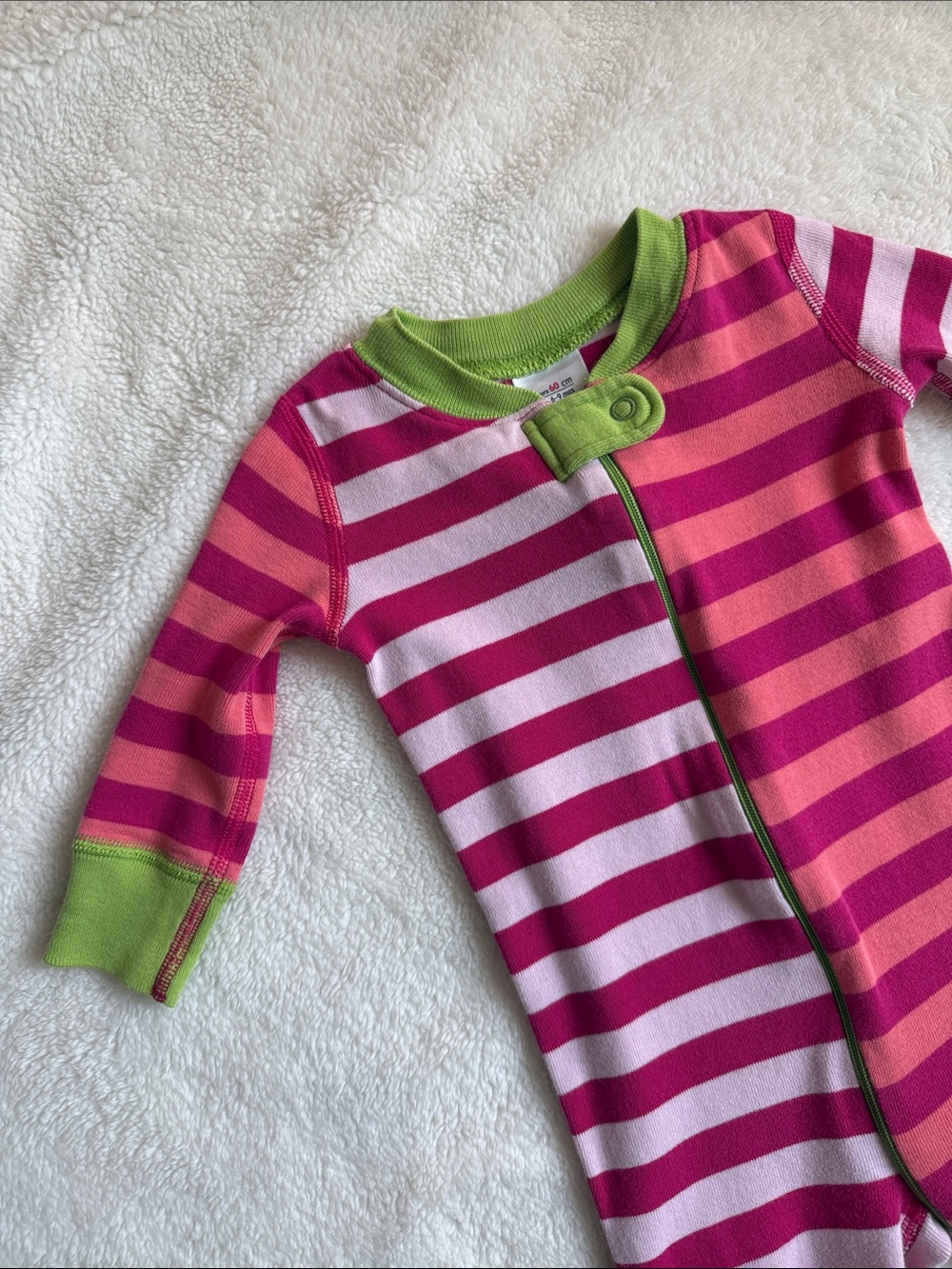 Hanna Andersson Multicolor Pink/Lime Sleeper Pajama 6-9mo